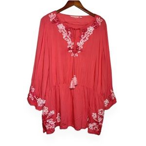 Soft Surroundings Beaded Floral Crush Tunic Top